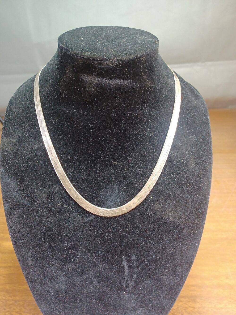 Vintage Italian Sterling Silver Herringbone Necklace